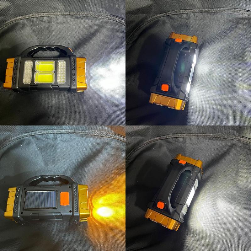 Multifunctional Outdoor LED Solar Flashlight, 1 Count Portable Rechargeable Flashlight For Camping, Hiking, Fishing, Emergency 3