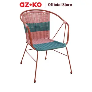AZKO Soleil Merry Kursi Teras Rattan - Merah/Biru Balcony Chair Kursi Outdoor Serbaguna Furniture Rumah Tempat Duduk Kursi Halaman Balkon