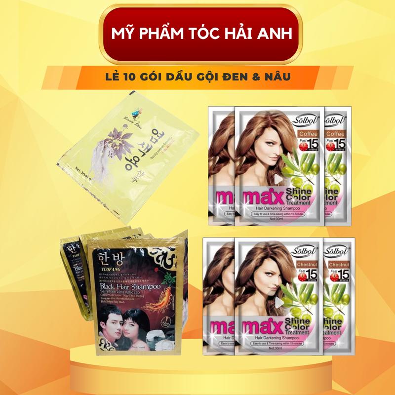 Dầu gội đen tóc 10 GÓI - Phủ bạc tại nhà đen tóc Gội là đen nhân sâm Hàn Quốc 1 DÂY=10 GÓI Nhuộm Tóc