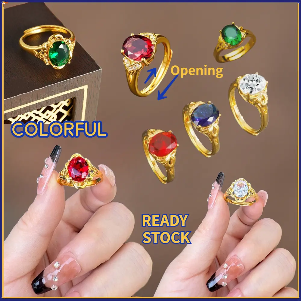 Women's Colorful Ring Adjustable Size Rings Brass Gilding for Women
