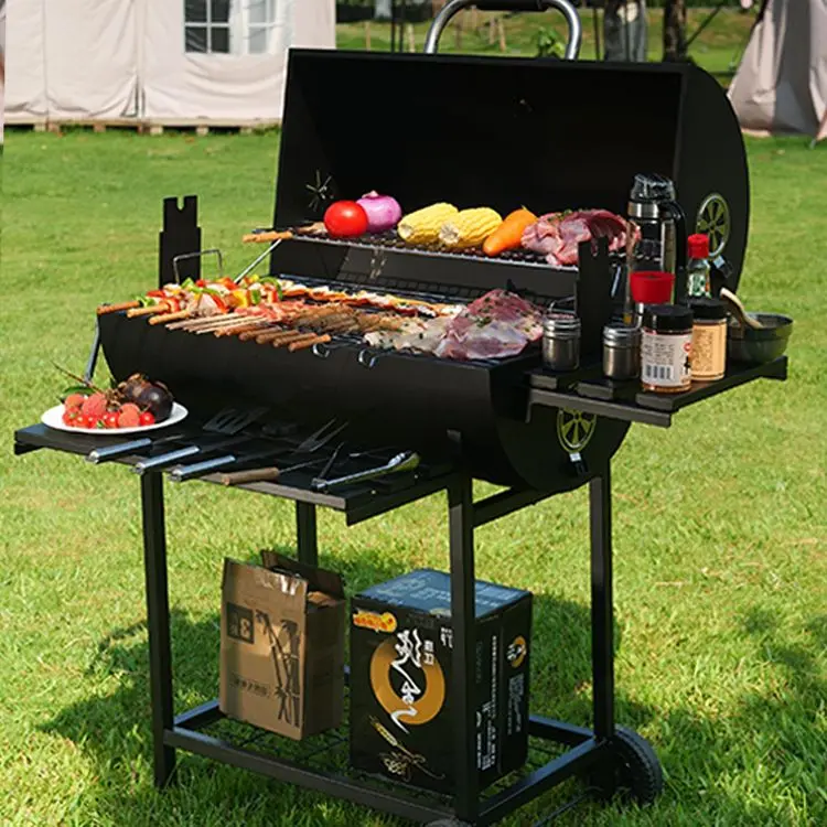 Barbecue grill, charcoal stove, household barbecue grill, outdoor courtyard barbecue grill, automatic rotating barbecue grill