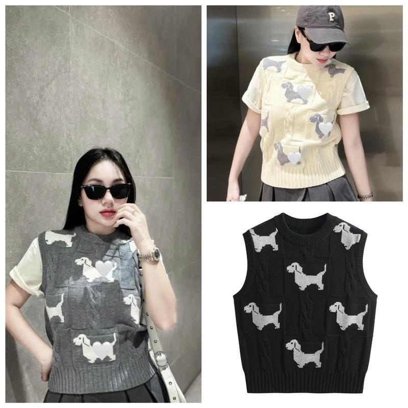 Áo len GiLe thêu cún chất len dày Nữ dáng ngắn