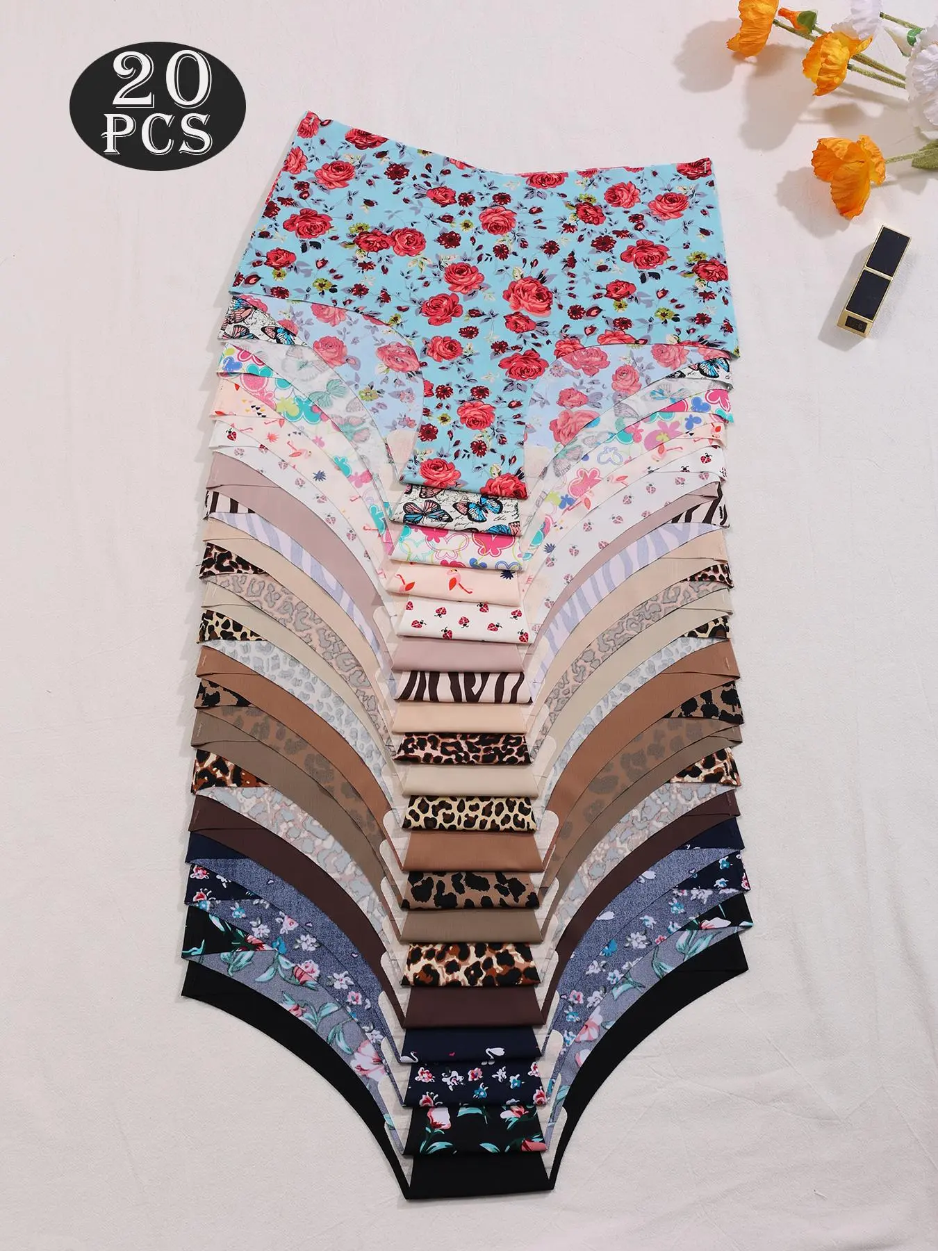 Women's Solid Color / All Over Print Panty, Cute Soft Comfy Breathable Seamless Knicker for Daily Wear, Underwear for All Seasons