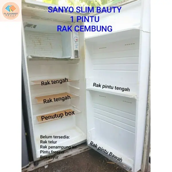 Rak kulkas lemari es sanyo slim beauty 1 pintu
