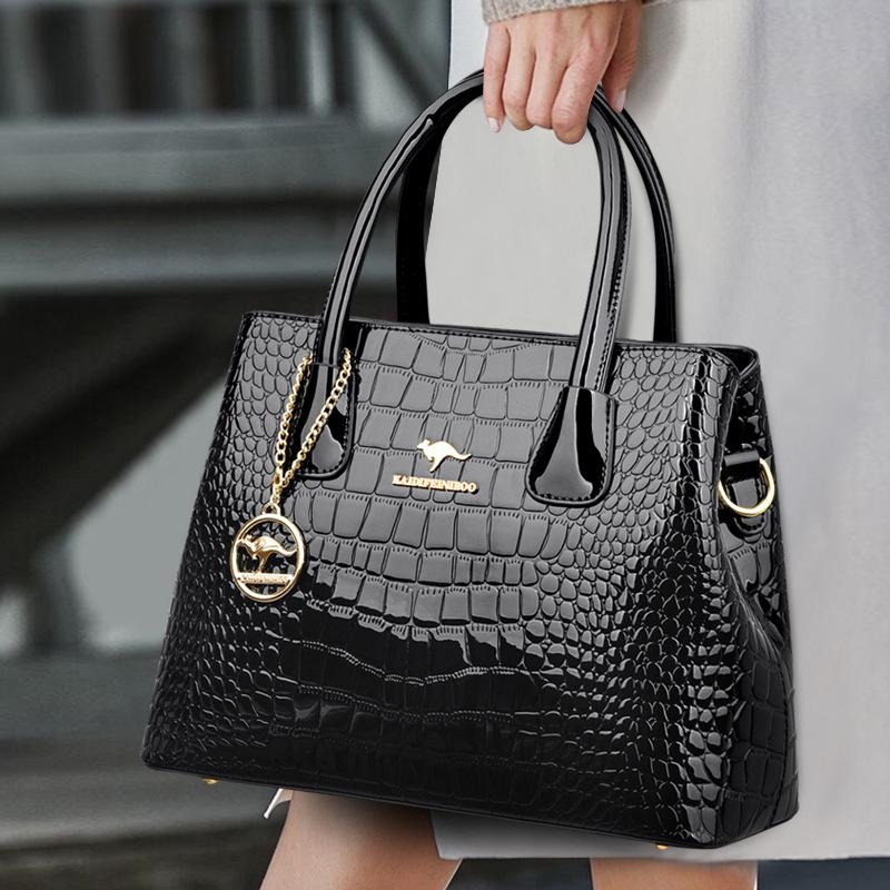 Túi xách nữ trung niên da cá sấu đánh bóng cao cấp phong cách Âu Mỹ size 31cm