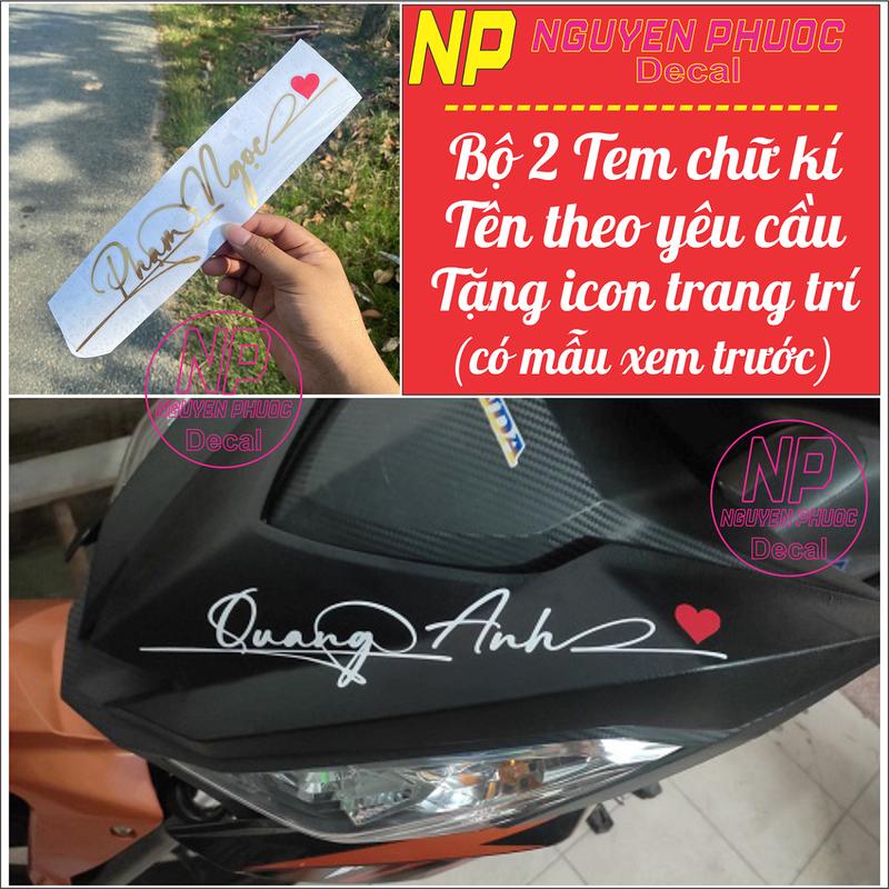   Giá 2tem Tem tên dán xe chữ kí - Nét mỏng uốn lượn cực đẹp - Ghi chú hoặc nhắn tin tên cần làm cho shop Nhãn Dán Decal 
