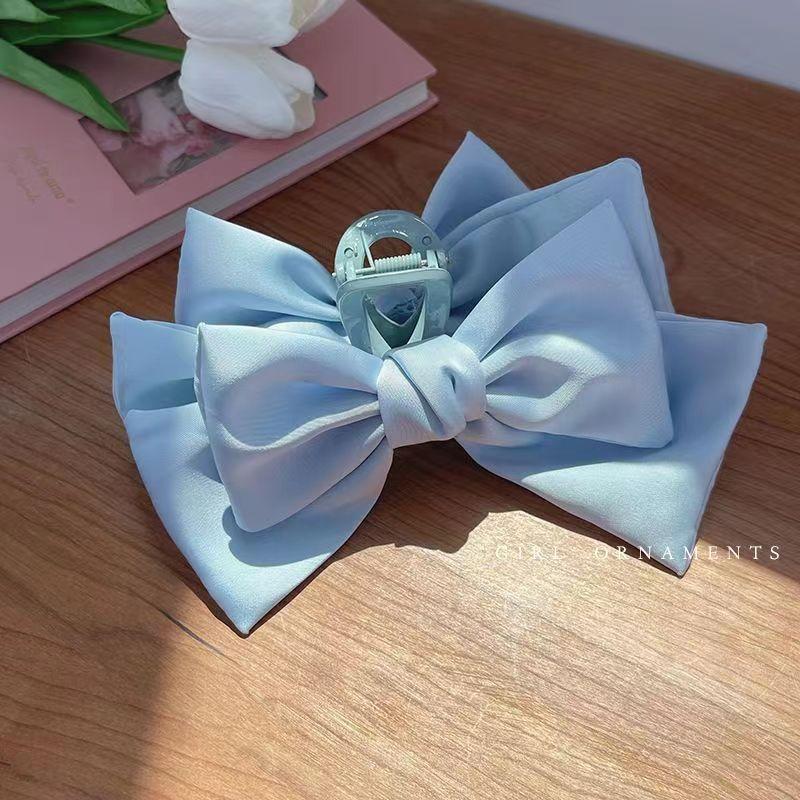 Kẹp Tóc Cá Mập, Màu Đen Hai Mặt, Thiết Kế Nơ Lớn, Phong Cách Hàn Quốc, Đơn Giản Và Thanh Lịch, Dành Cho Nữ 8