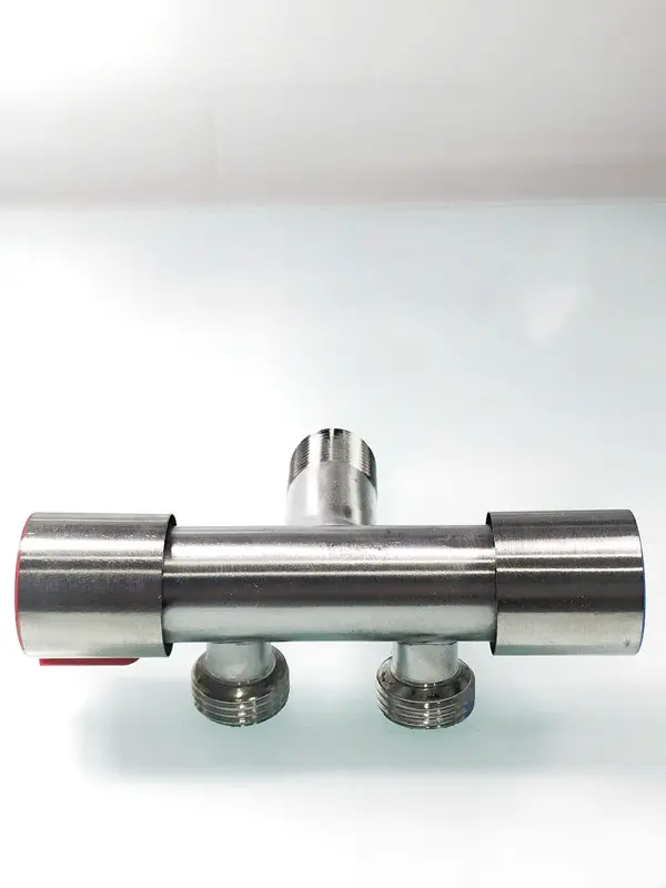 Van khóa nước đơn nóng hoặc lạnh thép không gỉ 304 van tay đỏ xanh 2 đầu ra van nước đa năng 2 cổng xả ren 21 voinuoc  xoay van  chuyển 7