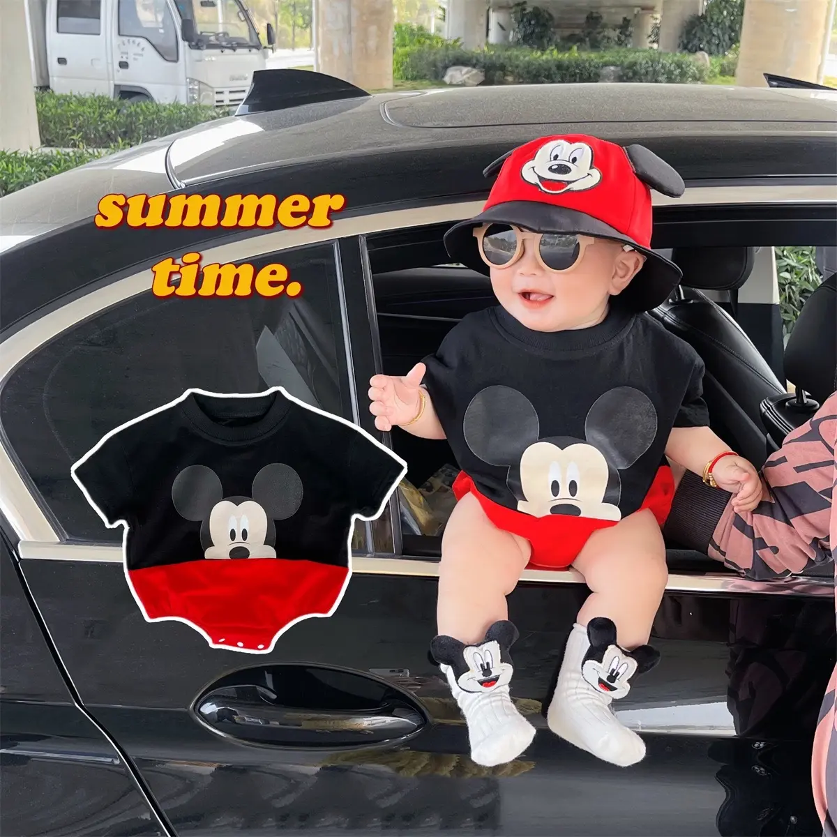 Body hoạ tiết Mickey cho bé chất liệu cotton hàng QC đẹp (2 màu)