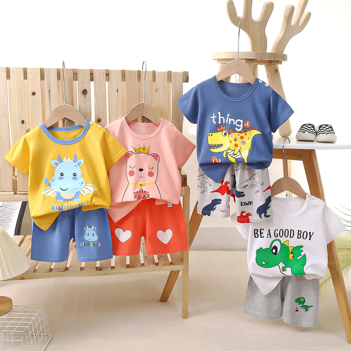 Bộ Đồ Ngắn Tay Cho Trẻ Em, Quần Áo Bé Trai Và Bé Gái, Chất Liệu Cotton Mỏng, Thích Hợp Cho Mùa Hè, Hàng Mới Về, Áo Phông Cho Bé Gái, Quần Áo Trẻ Em