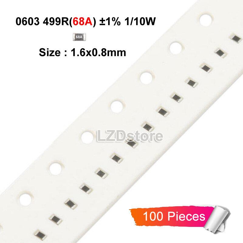 100pcs SMD Resistor 0603 499 ohm 499R Marking 68A 1% Chip Resistors ...
