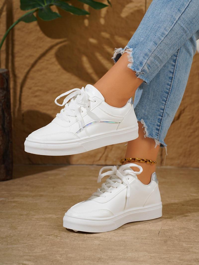 Product Introduction of Women's Fashionable Lace Up Low Top Casual Sneakers, Casual Comfortable Sports Shoes for Daily Wear, Female All-match Round Toe Shoes for Daily Wear 12