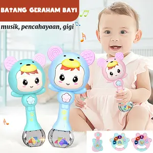 Mainan Bayi Rattle Stick Kreatif – Alat Musik Pendidikan, Gンタ Tertutup, Lampu LED Berwarna, Sensor Suara, Mempromosikan Kembangan Motorik dan Pendengaran Anak