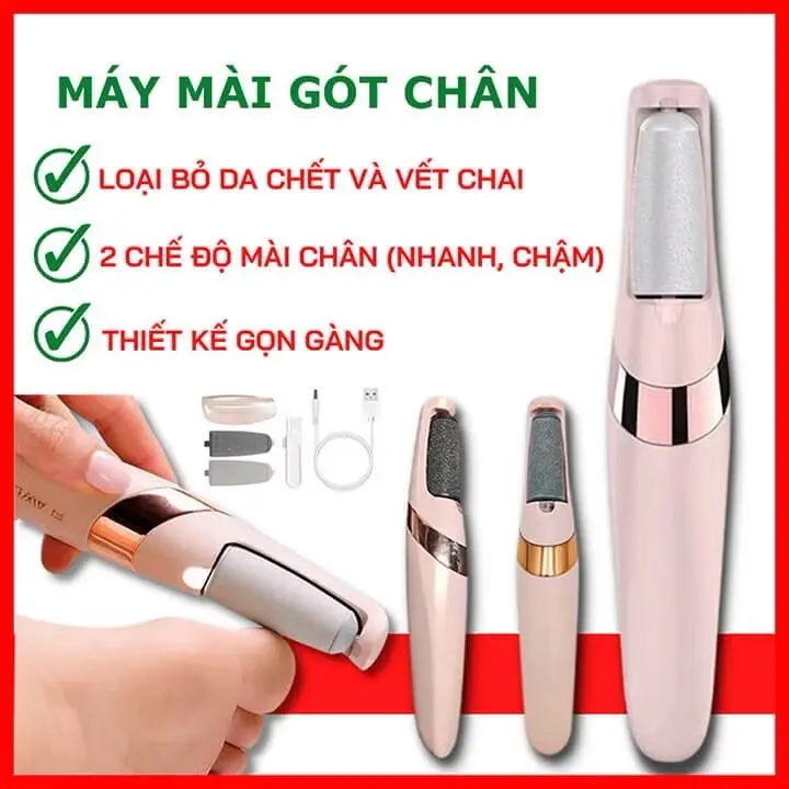 ￼Máy chà gót chân tẩy tế bào chết tự động, máy mài gót chân tích điện cho tiệm nail spa, chăm sóc da tại nhà, 2 đầu mài 0