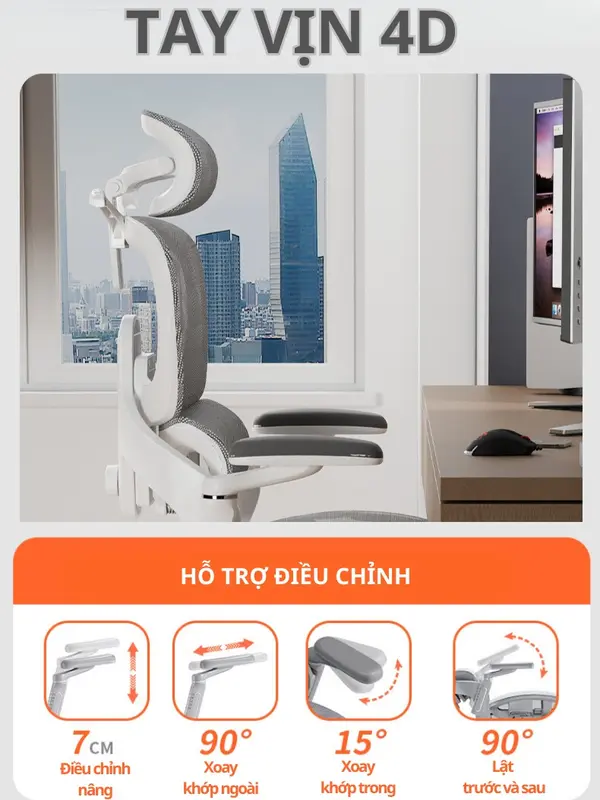 [CTH-08] RESDANI Ghế Công Thái Học,Ghế Văn Phòng Ngả Lưng 135 Độ, Có Gác Chân Tiện Lợi ,Tựa Lưng Điều Chỉnh Linh Hoạt ghế  công thái học ghế  xoay ghế  thư giãn 5