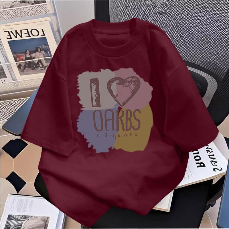 áo thun phom rộng nữ quảng châu Áo Thun Ngắn Tay, 100% Cotton, Dành Cho Nữ, Mùa Hè, Thương Hiệu Hợp Xu Hướng Thiết Kế Đẹp, In Độc Đáo Phong Cách Mỹ, Dáng Rộng Vừa Vặn, Áo Ngắn Tay, Hàng Mới Về