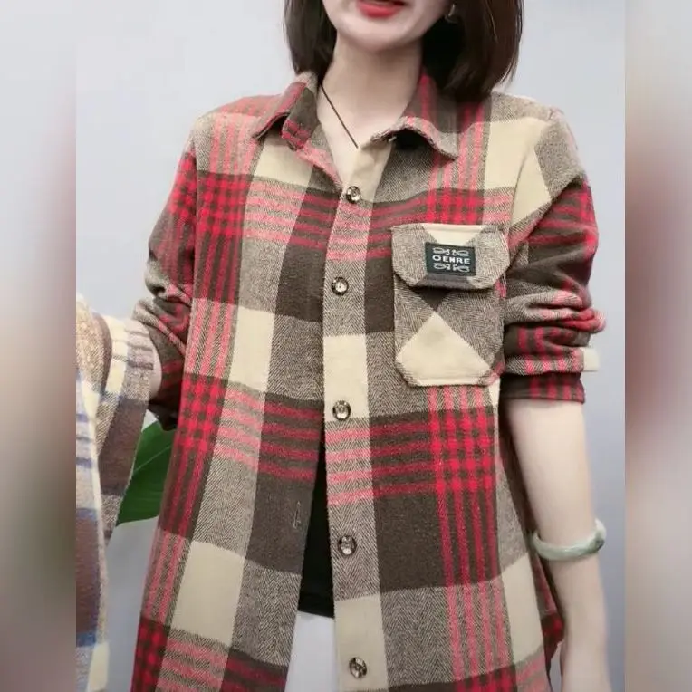 Áo Sơ Mi Nữ Kẻ Sọc, Áo Sơ Mi Dài Tay, Dành Cho Mẹ, Trung Niên, Thích Hợp Cho Mùa Xuân Và Mùa Thu, Hàng Mới Về, Áo Sơ Mi Phổ Biến Áo Khoác Mỏng, Dành Cho Nữ, Giảm Giá Đặc Biệt Top Women