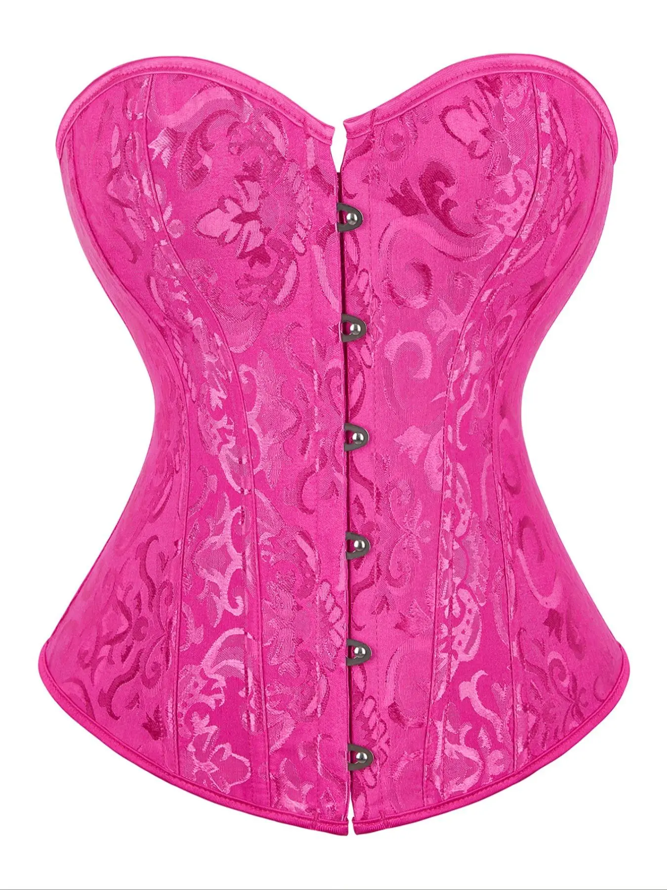 Women's All Over Floral Jacquard Lace Up Corset, Retro Fashion Button Front Corset Top for Party Holiday Vacation, Ladies Clothes for All Seasons, Black Corset