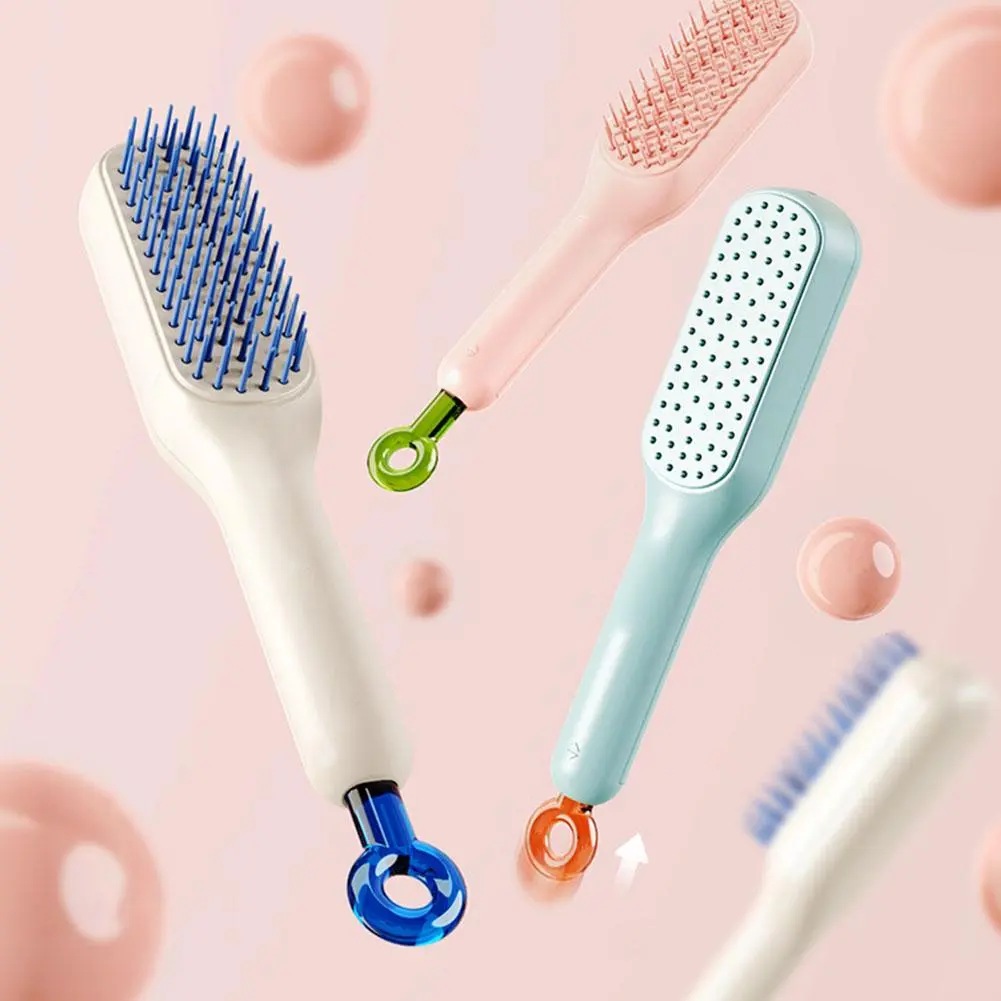 Self Cleaning Hair Comb Anti-static Self Cleaning Magic Retractable Comb Smoothing Massage Hair Brush