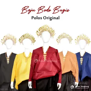 Baju Bodo Adat Bugis Makassar Dewasa Polos Original Tokko Asli Lengan Panjang - Tenun Sengkang BBP-PG (Harga per Pcs)