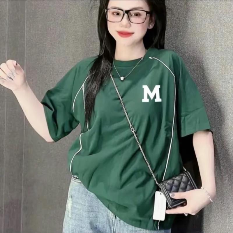 Áo phông cotton khô 3158 in chữ  M may viền nổi hot hit from 40-70kg 1