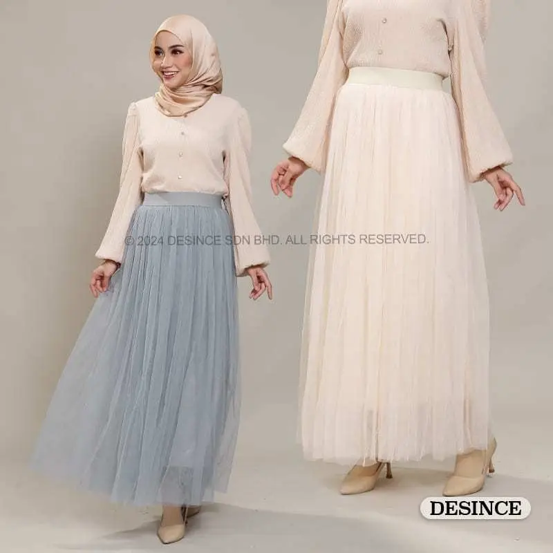 Desince women skirt Tutu Princess tulle skirts long maxi 3 layer skirts Perempuan Panjang high waist pleated WP 053