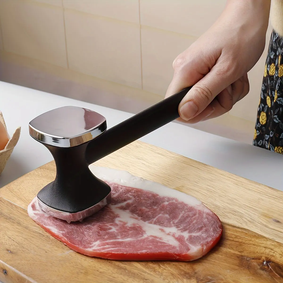 1pc Ergonomic Zinc Alloy Meat Tenderizer Hammer - Dual-Sided, Heavy-Duty Meat Pounder for Tenderizing & Flattening - Kitchen Essential for Cooking & BBQ Utensils