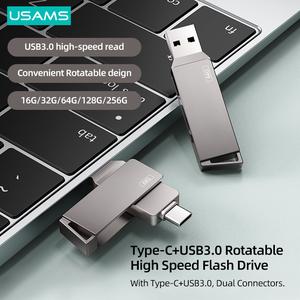 Usams USB 2.0 Type C USB Flash Drive OTG 2 in 1 High Speed Pendrive Pen Drive 128GB 64GB 32GB 16GB USB Stick