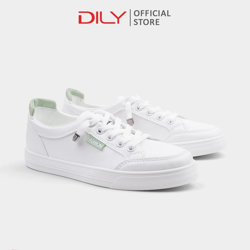[Form nhỏ tăng 1 size] Giày sneaker nữ màu trắng DILY đế cao su cao 3cm_ AG0001