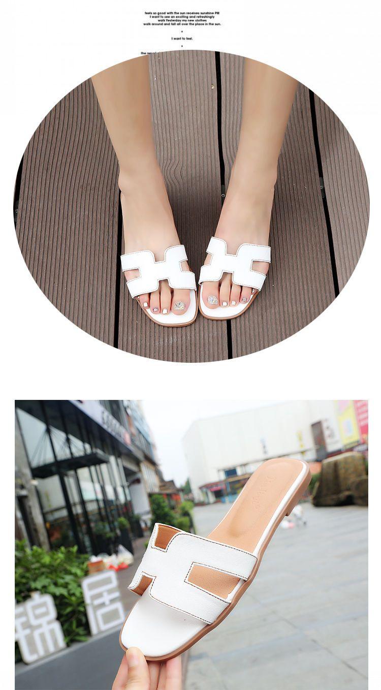 Product Introduction of Slippers, for Women, Available in Size 34 and 41, Popular on the Internet, Celebrity Fashion, Versatile, Flat Sandals, Ins Fashion, Suitable for Summer, Style H 34