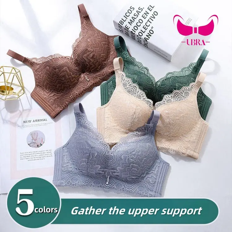 Seluar Dalam Renda, Untuk Wanita, Bra Lancar, Saiz Besar, Rekaan Berkumpul, Tiada Cincin Keluli, Sesuai untuk Payudara Besar, Boleh Laras, Bernafas, Membentuk Bra, Pakaian Dalam, Untuk Wanita