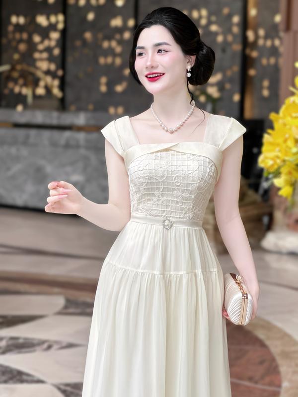 [MIỄN SHIP] MDU4048 Váy với chất liệu Tơ óng cao cấp - Thiết Kế Dáng Dài Thanh Lịch Dành Cho Nữ Women Dress 2