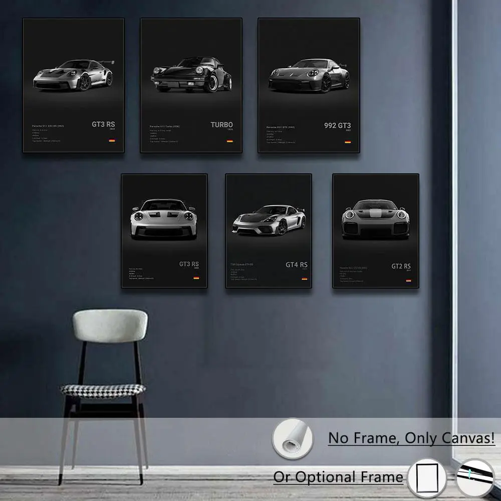 Sports Car Pattern Unframed Painting, 1 Count Modern Canvas Wall Art, Wall Decor for Home Living Room Bedroom Study Room, Home Decor, Wall Decor Photo Tiles, Decoration, Decorating