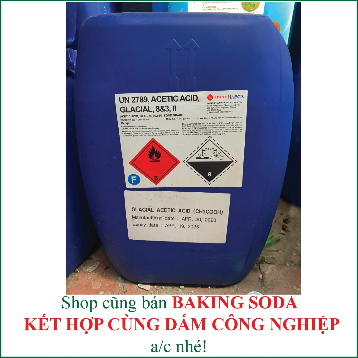[1lit] Dấm Công Nghiệp - Giấm công nghiệp - Axetic - Tăng khả năng tẩy rửa của Baking Soda