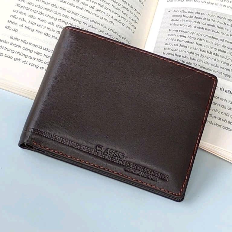 Ví Nam Da Bò Cao Cấp Thời Trang Bền Đẹp CLASS - Nâu Chữ Nhật Wallet - Len Hình Chữ Nhật không rửa đẳng cấp bop đi chơi ví genshin ví smartpay ví nam ví túi mù Nhung ví kamen rider