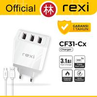 Gambar Rexi CF31-Mx / CF31-Cx Charger 3 Port USB Fast Charge 3.1A with Cable - CF31-Cx Type-C dari Liem Group Kota Administrasi Jakarta Barat 5 Tokopedia