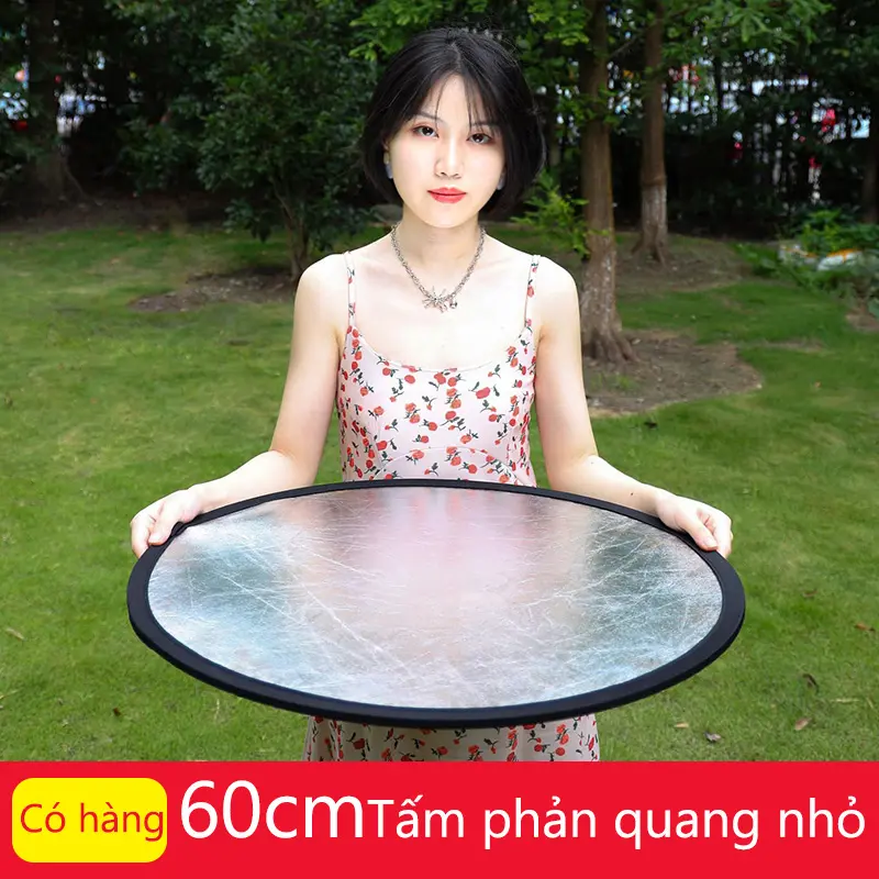 Tấm Hắt Sáng 2 Trong 1 Tròn Kích Thước 60/80/110cm - Phản Xạ Bạc Vàng Chụp Ảnh Chuyên Nghiệp Phụ Kiện Đèn