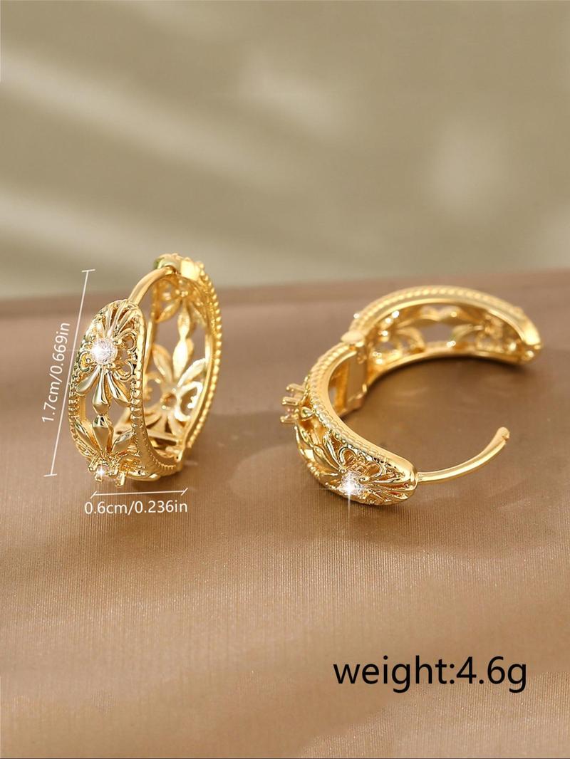 Product Introduction of Vintage Star & Moon Decor Hoop Earrings for Women, Funky Unique Accessories, Fashionable Rhinestone Decorated Earrings, Trendy All-match & Exquisite Jewelry for Birthday Gift 7