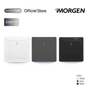 Saklar Morgen Minimalis Tanam ES80 IB Seri Stop Kontak Triple Engkel Black, Grey, White Series