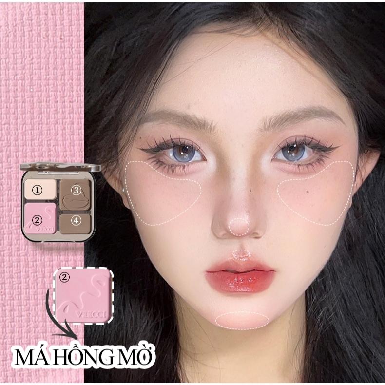 [Y232] Bảng Phấn Bắt Sáng Và Tạo Khối VEECCI - Tích hợp má hồng - Chống Nước, Lâu Trôi 7