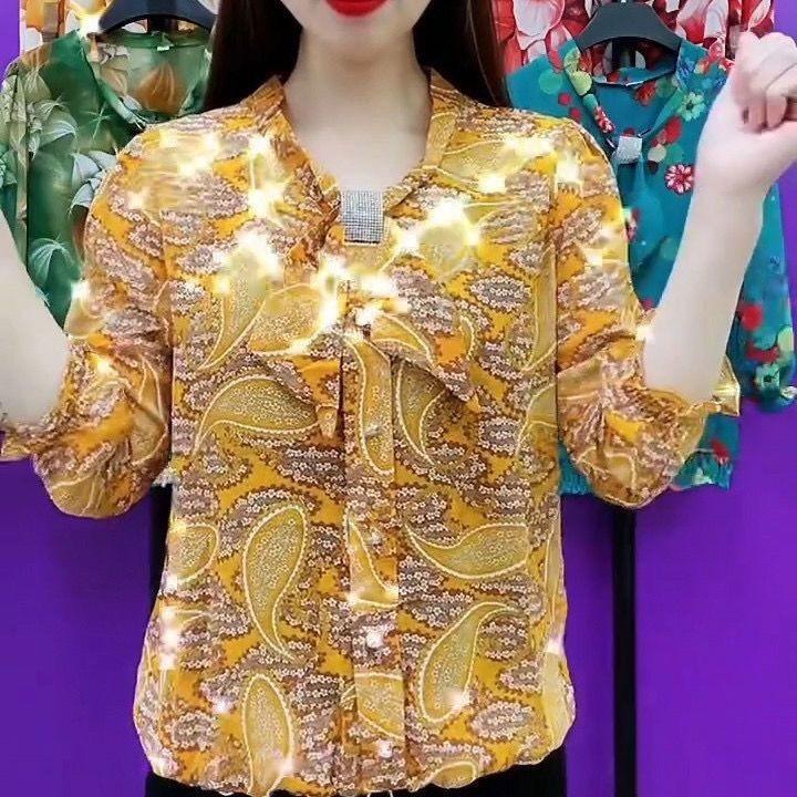 Product Introduction of Áo Cổ Bướm, Bộ Sưu Tập Mới Mùa Hè 2024, Trang Phục Cho Mẹ TRUNG NIÊN, Áo Tay Lỡ Ba Phần Tư, Dành Cho Nữ, Trẻ Trung Và Rộng Rãi, Bó Sát, Áo Cánh Dễ Phối Đồ, Được Đánh Giá Tích Cực [1113] 29