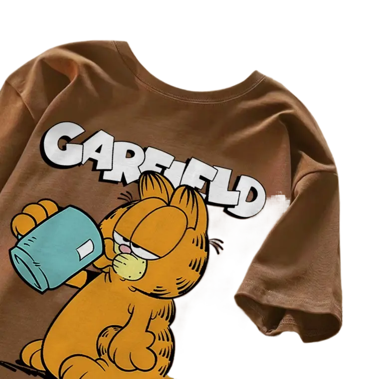 [esolo] Korean retro pure Garfield print T-shirt oversized T-shirt for women#0621