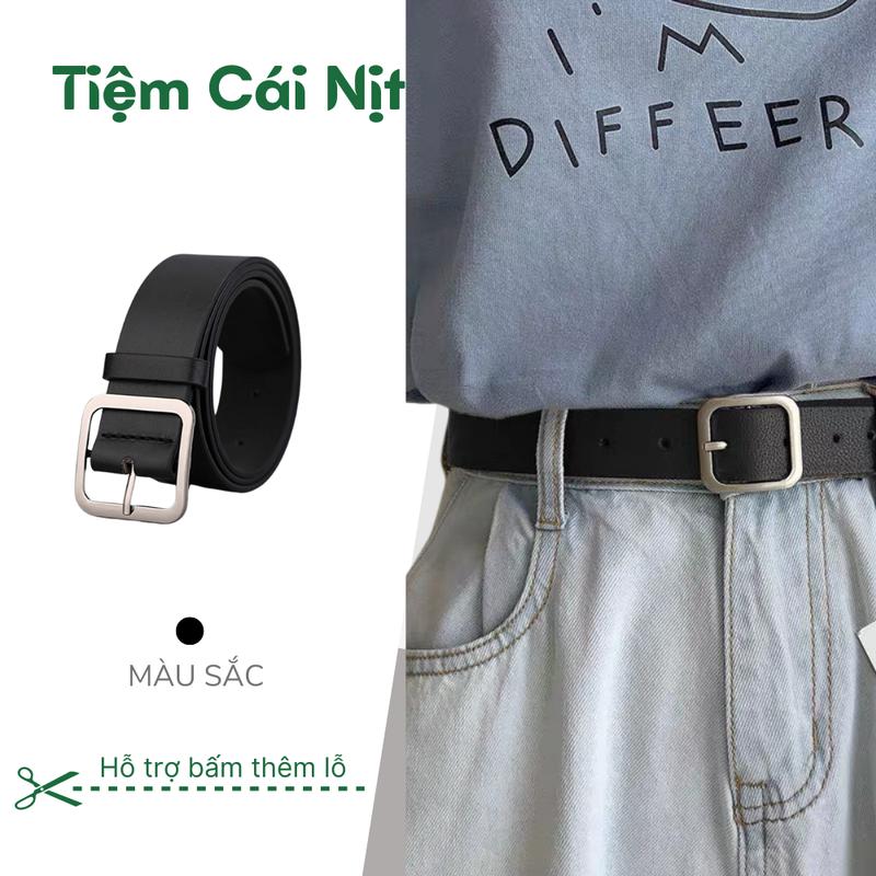 Thắt lưng nữ nam Ulzzang mặt vuông  basic 3 - 3.2cm TL003 - Dây nịt nam nữ da đẹp unisex bản to vuông chữ nhật cá tính giá rẻ cho học sinh -Tiệm Cái Nịt