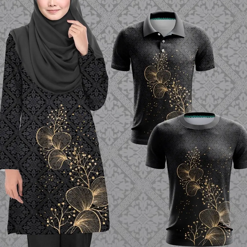 (In Stock) Muslim Women's Leisure Outdoor Sports Jersey Long Dress Vintage Sports Shirt Couple T-shirt