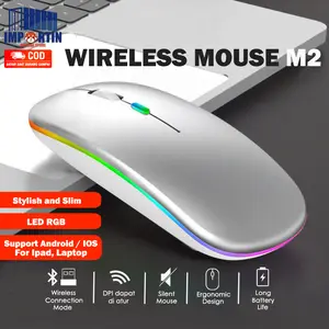 Mouse Wireless Rechargeable Silent Click Slim 2.4G Wireless Bluetooth 1600 DPI RGB LED/ Mouse Gaming