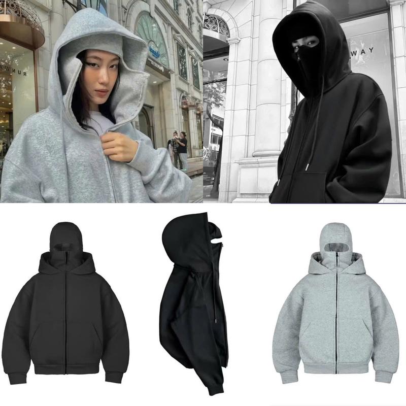 Áo Khoác Nỉ Hoodie Zip Boxy 2 Mũ Dày Trùm Đầu Thời Trang Form Rộng Nam Nữ Dài Tay, Chống Nắng