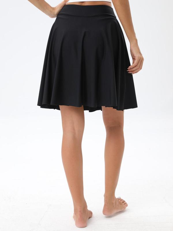 Women's Solid High Waist Swim Skirt, Casual Plain Swim Bottoms for Summer, Ladies Swimwear for Beach Holiday Vacation 5
