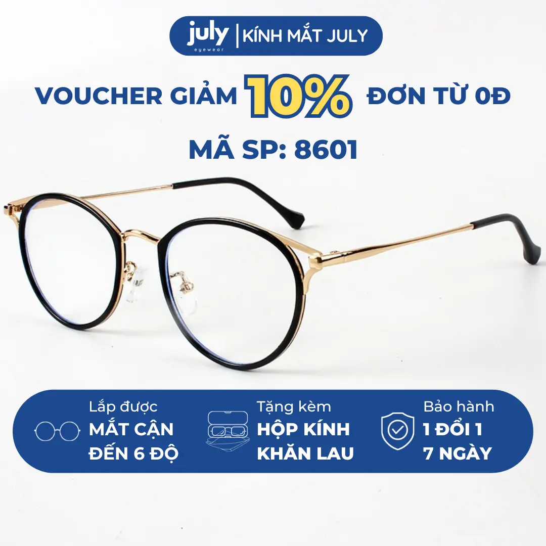Gọng kính cận nữ kính mắt mèo kim loại phối nhựa chắc chắn July Eyewear 8601 gọng kính mat meo Móc Khoá Tết kính  gọng tai Women kính  tròn bầu dục