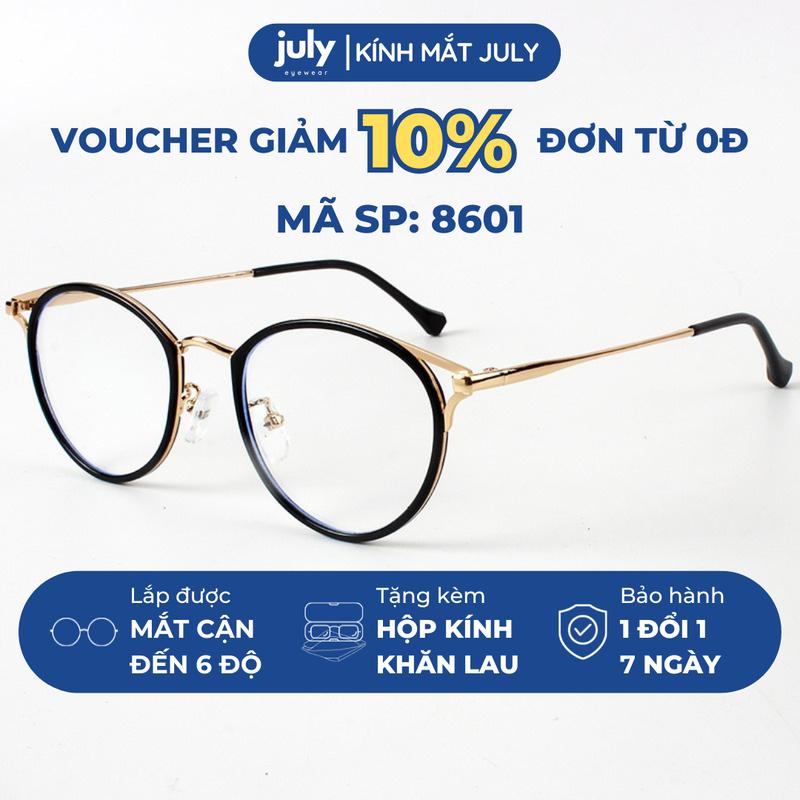 Gọng kính cận nữ kính mắt mèo kim loại phối nhựa chắc chắn July Eyewear 8601 gọng kính mat meo Móc Khoá Tết kính gọng tai Women kính tròn bầu dục
