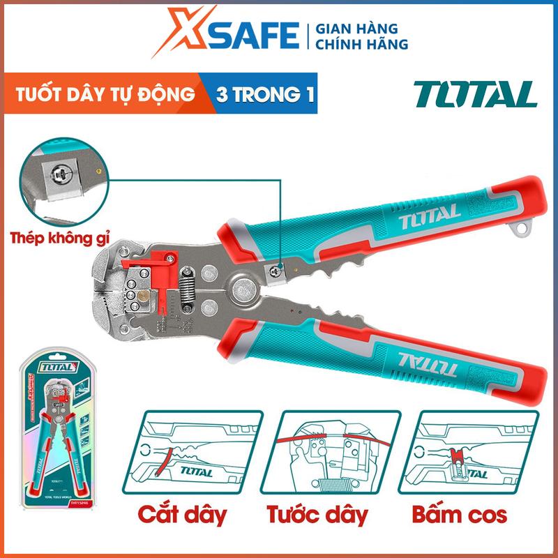  Kìm tuốt dây điện tự động 3in1 Total kềm 3 chức năng tuốt cắt uốn dây điện đồng nhôm kìm điện đa năng 